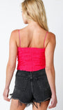 Pink Cropped Lace Top
