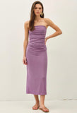 Plum Ribbed Strapless Dress