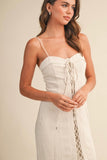 Linen Lace Up Dress