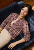 Plum Plaid Button Down Top