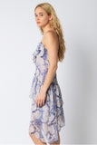Blue Snakeskin Sheer Ruffle Dress