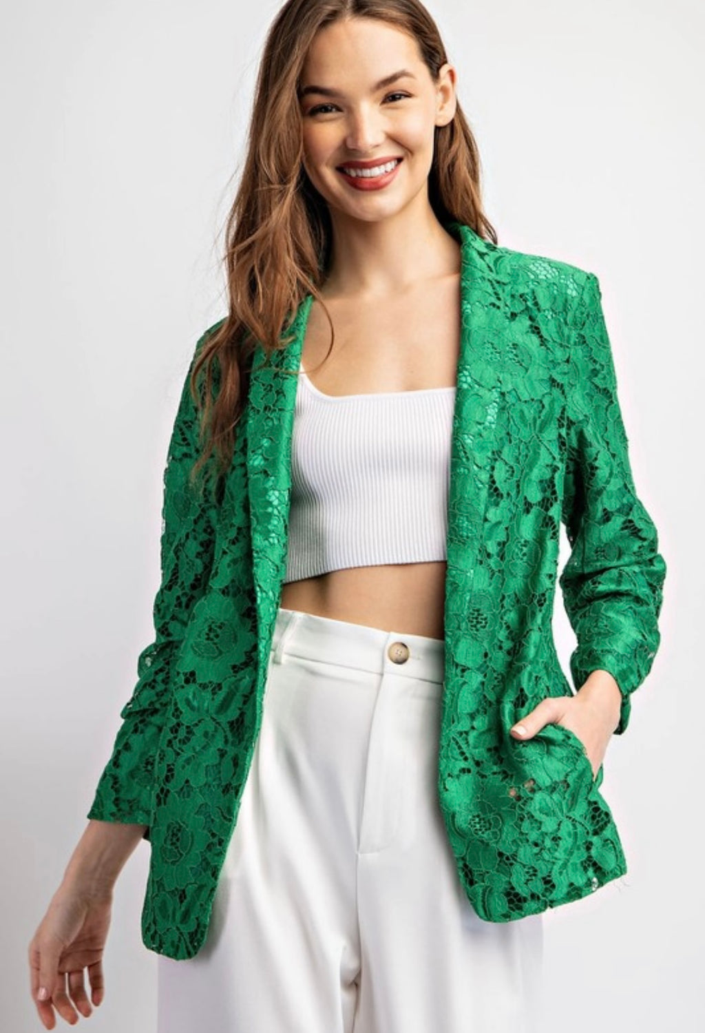 Green Lace Blazer