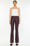 Wine Leatherlike Flare Pants