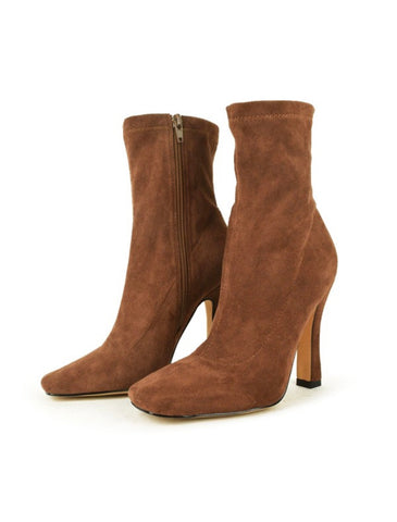Mocha Square Toe Bootie