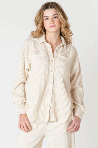 Cream Waffle Shacket