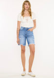 Denim Pinstripe Bermuda Shorts
