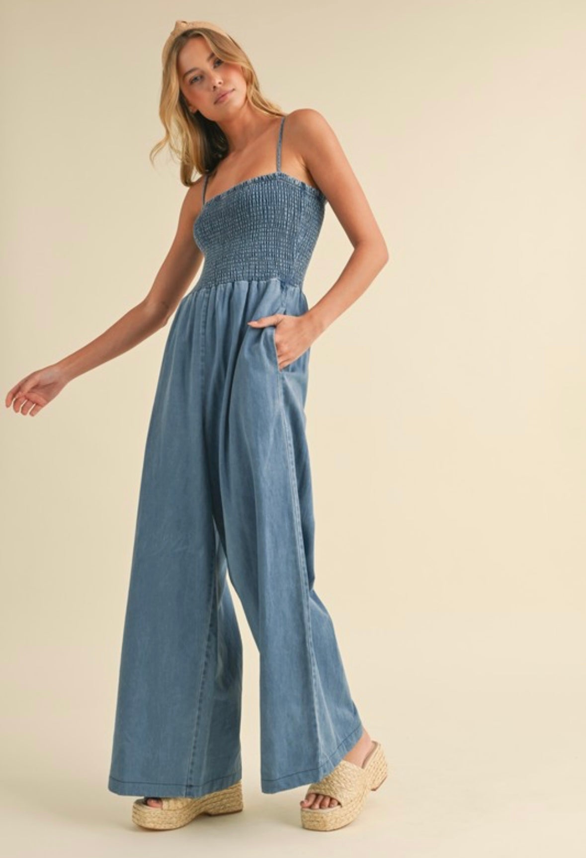 Denim Wide Leg Jumpsuit