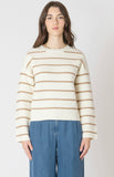 Cream Stripe Wide Sleeve Sweater