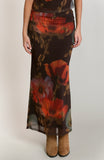 Brown Floral Mesh Skirt