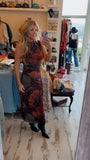 Brown Floral Mesh Skirt