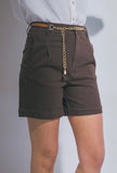 Brown Belted Bermuda Shorts