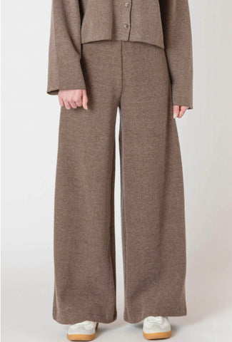 Mocha Ribbed Wide Leg Pants