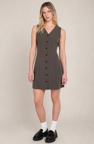 Olive Sleeveless Blazer Dress