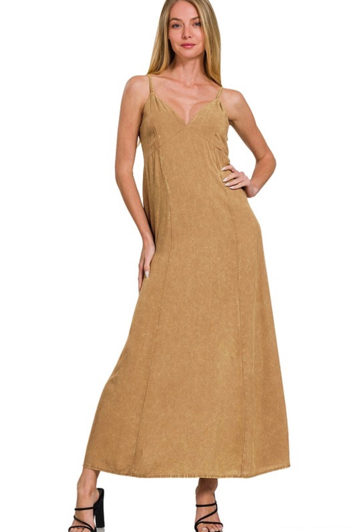 Camel Washed Maxi Dress