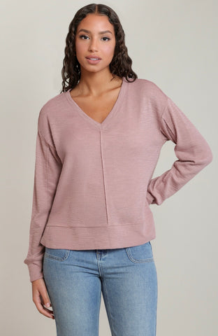 Dusty Rose Reverse Seam Top