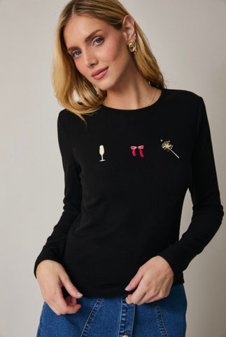 Black Champagne Party Top