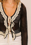 Black Boho Crochet Cardigan