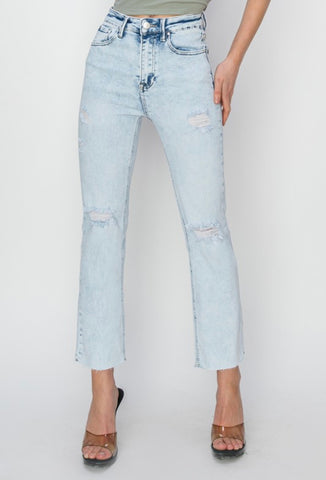 Amanda High Rise Cropped Straight Leg Jeans