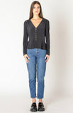 Black Button Peplum Top