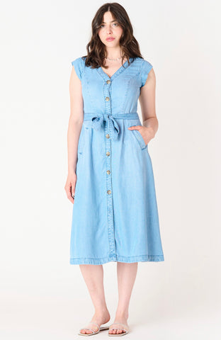 Short Sleeve Button Down Denim Dress