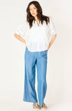 White Button Down Peasant Top