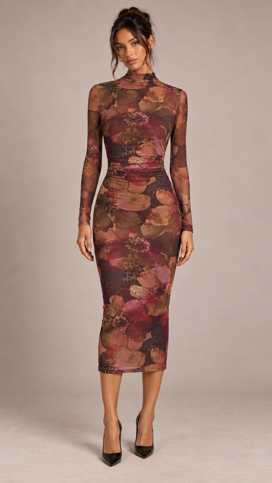 Floral Mesh Midi Dress