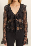 Black Lace Tie Top