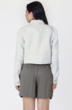 Linen Cropped Button Jacket