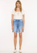 Denim Pinstripe Bermuda Shorts