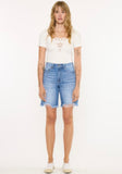 Denim Pinstripe Bermuda Shorts