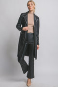 Black Vegan Leather Trench Coat