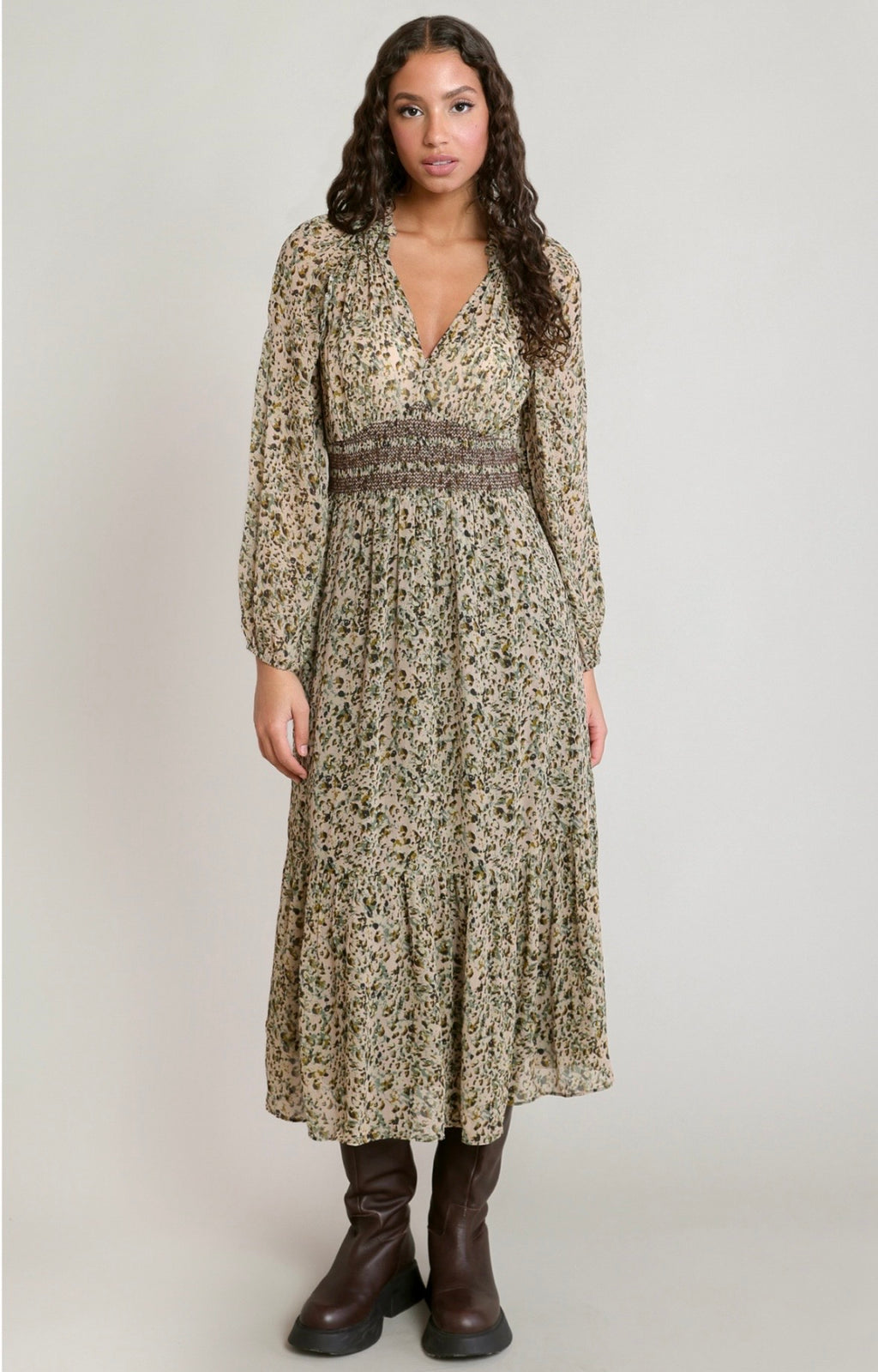 Ecru Leopard Maxi Dress