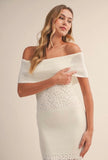Cream Off The Shoulder Crochet Dress
