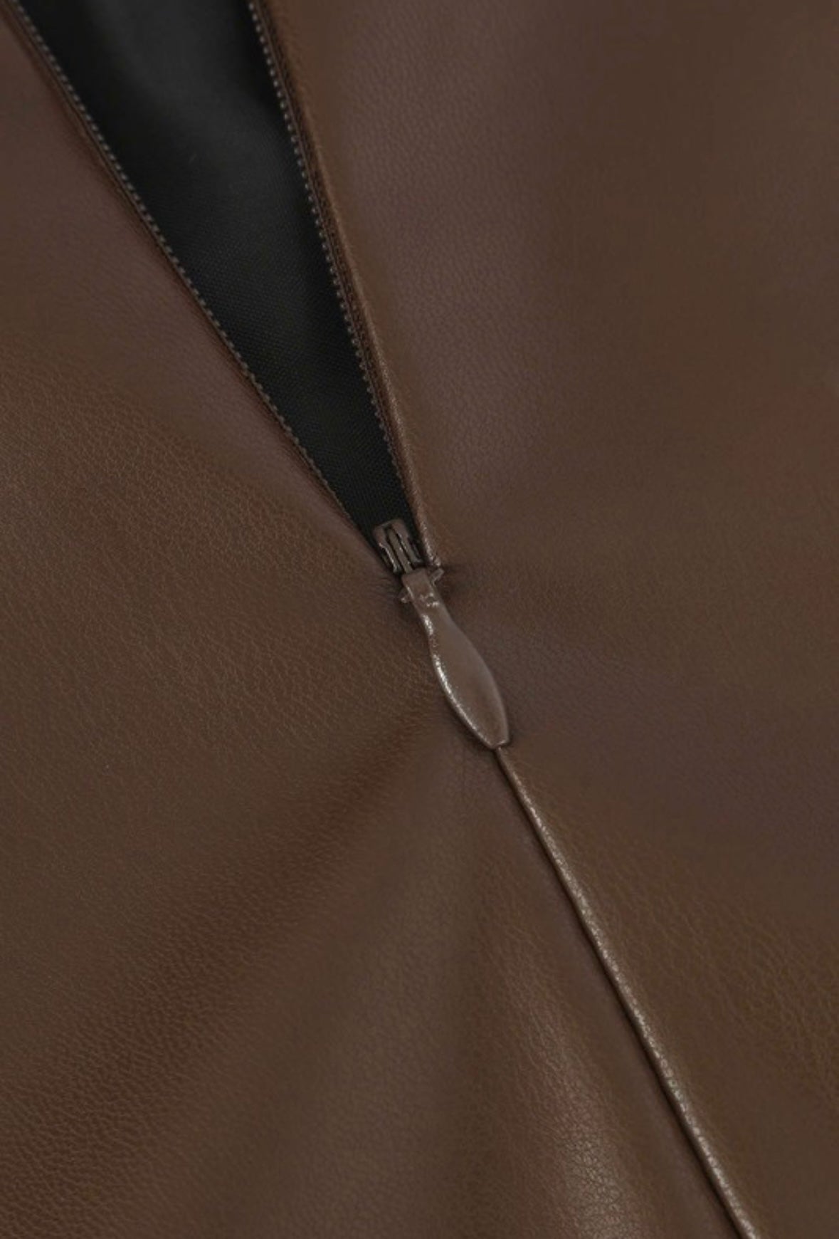 Camel Vegan Leather Midi Skirt
