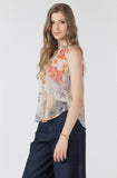 Flower Patch Sheer Sleeveless Blouse