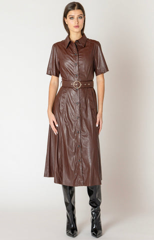 Mahogany Vegan Leather Dress