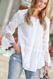 White Lace Sleeve Peasant Top