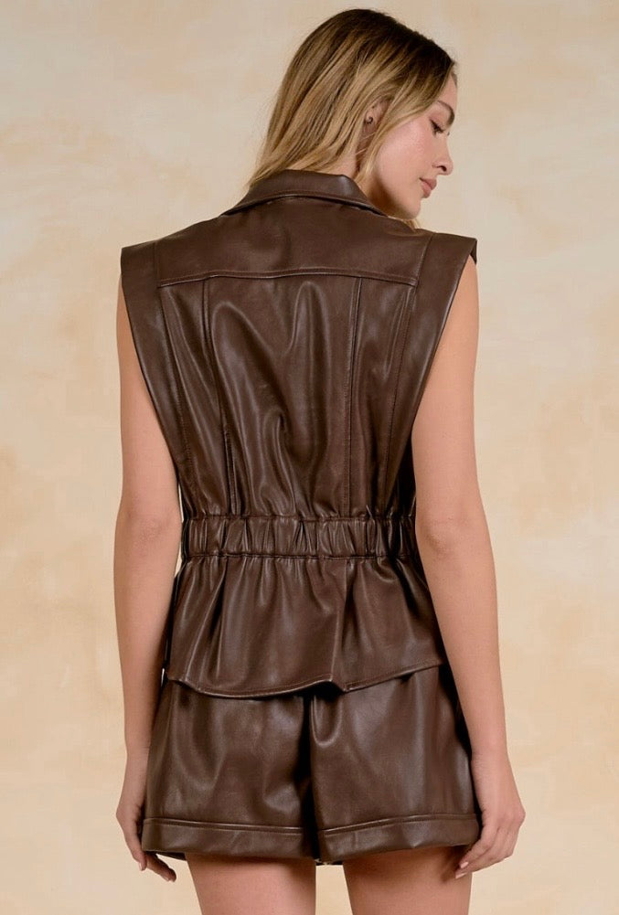 Brown Vegan Leather Vest