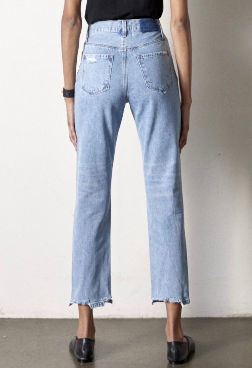 Medium Wash High Rise Girlfriend Jeans