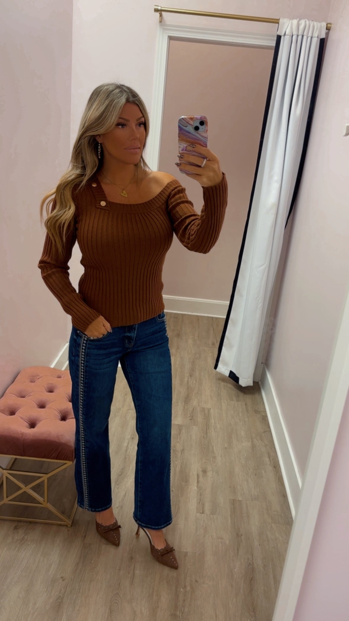 Rust Square Neck Sweater