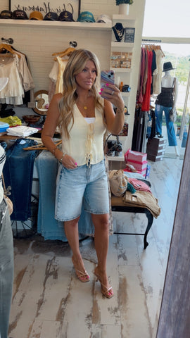 Lemon Linen Tie Top