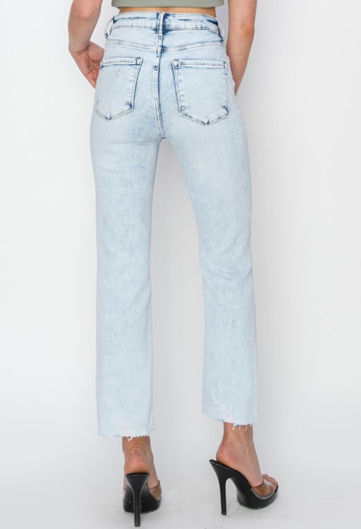 Amanda High Rise Cropped Straight Leg Jeans