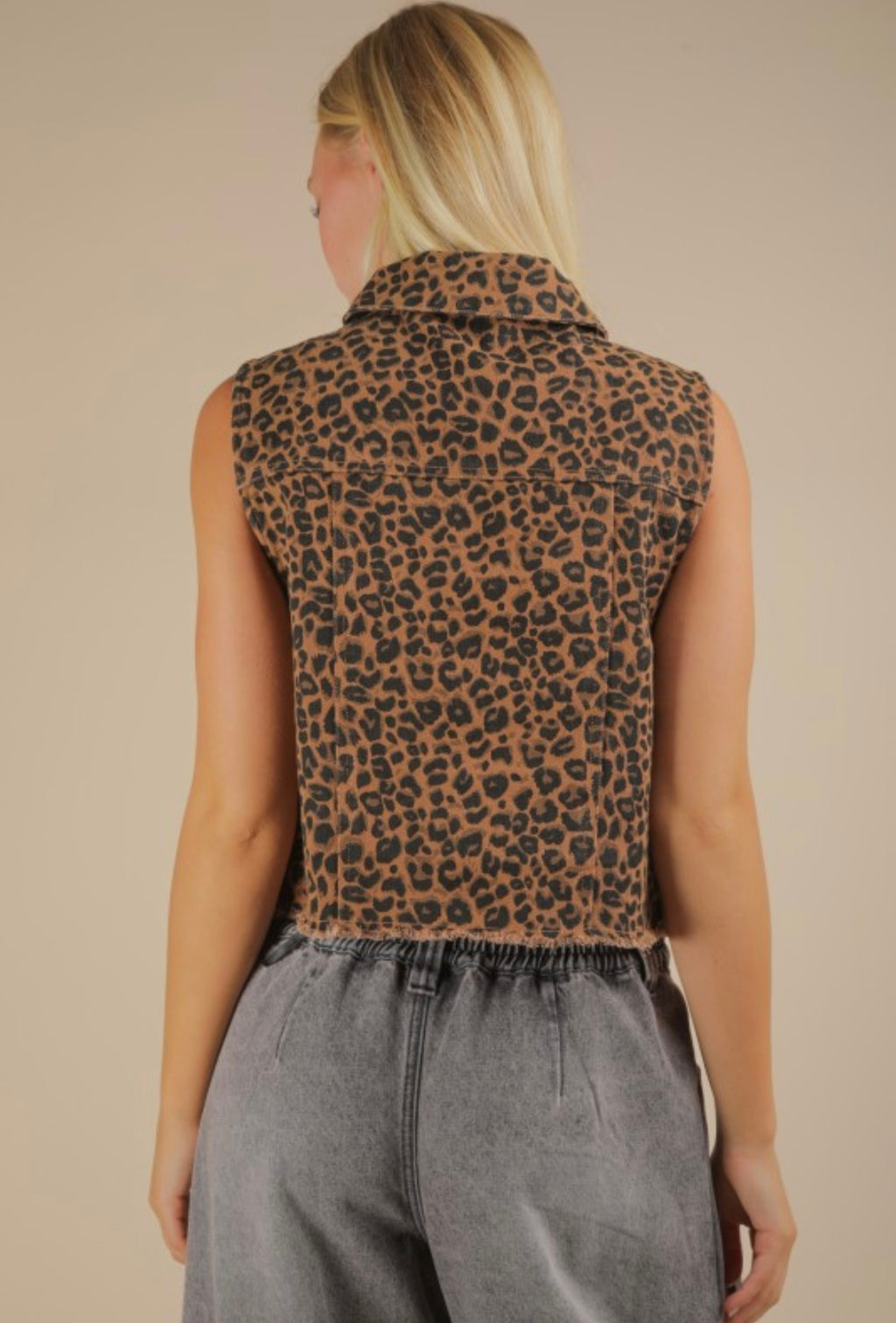 Leopard Denim Vest