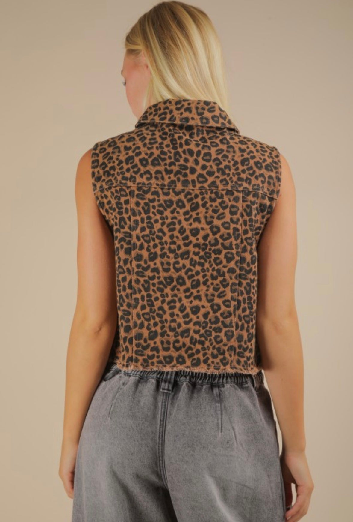 Leopard Denim Vest