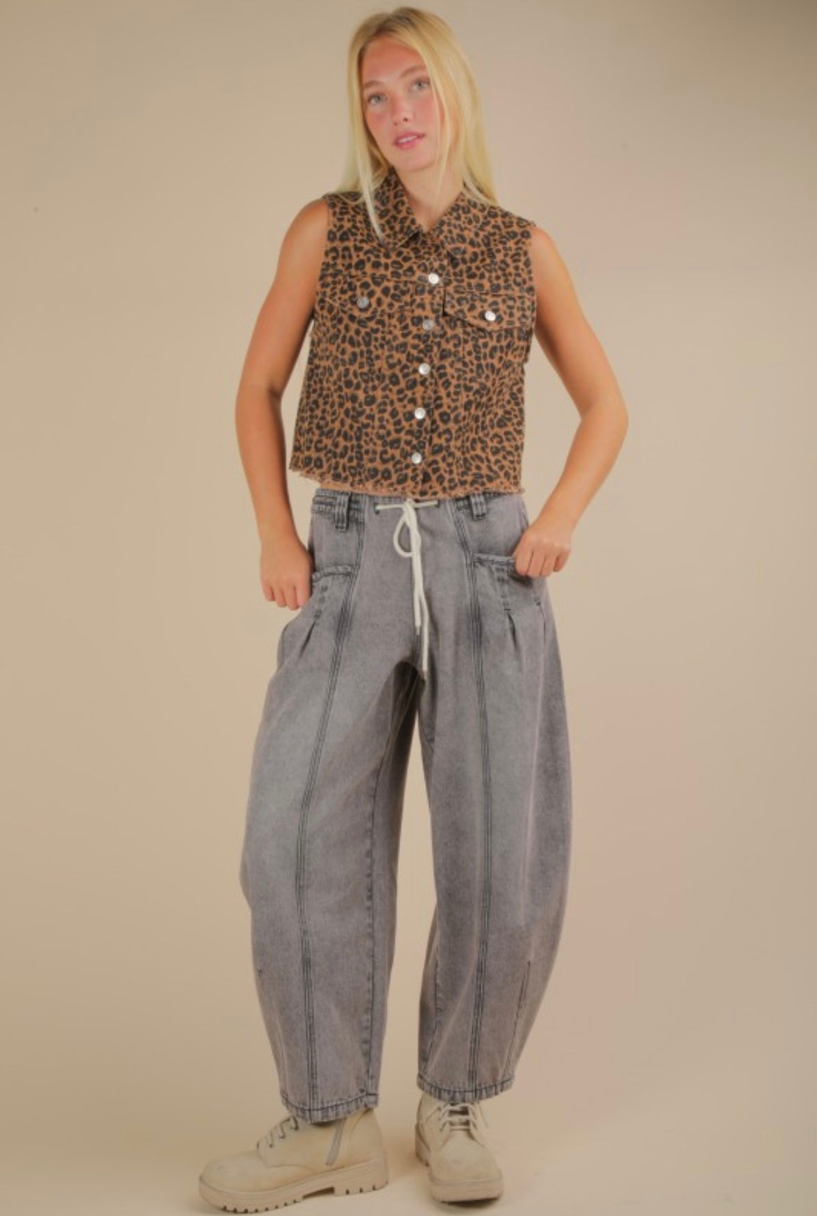 Leopard Denim Vest