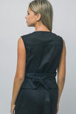 Black Suede Belted Vest