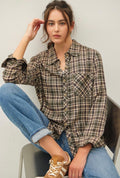 Forest Plaid Button Down Top