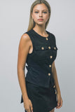 Black Suede Belted Vest