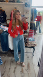 Red Crochet Tie Cardigan