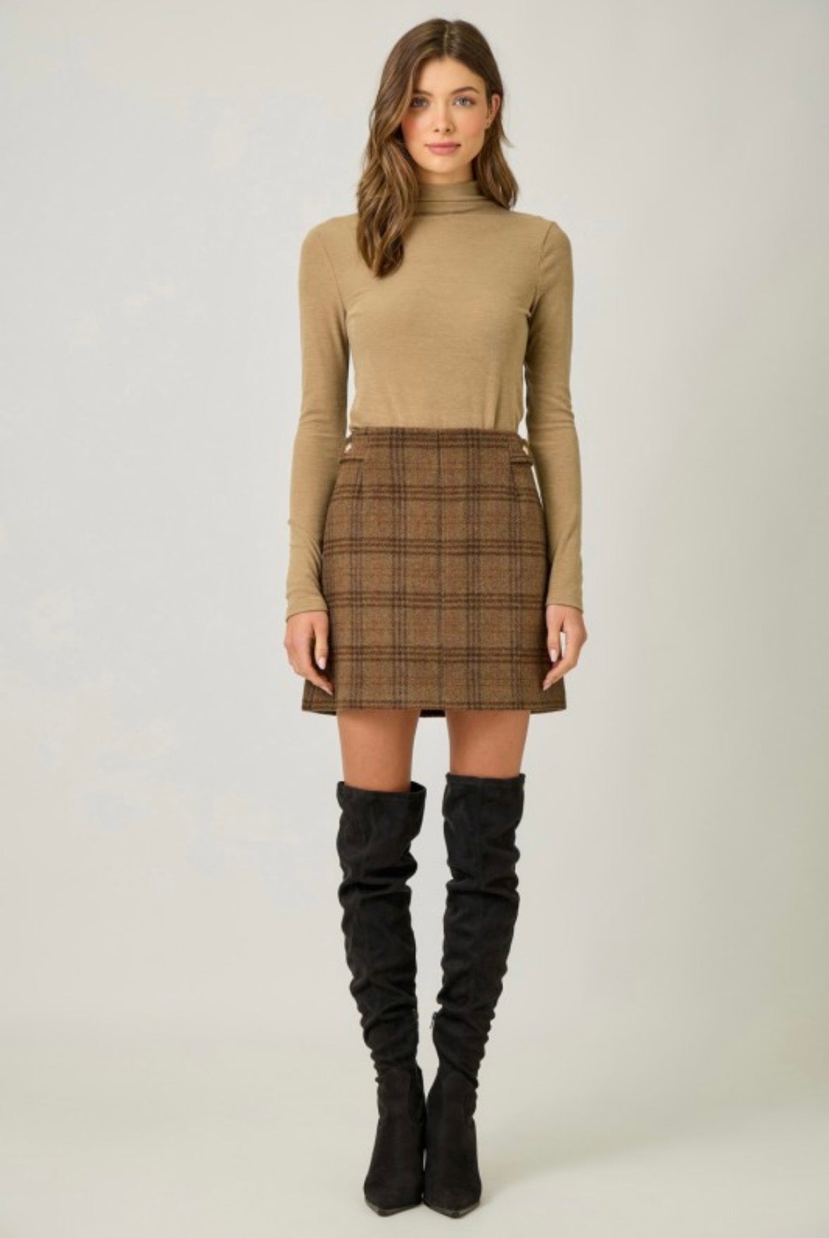 Brown Plaid Skirt